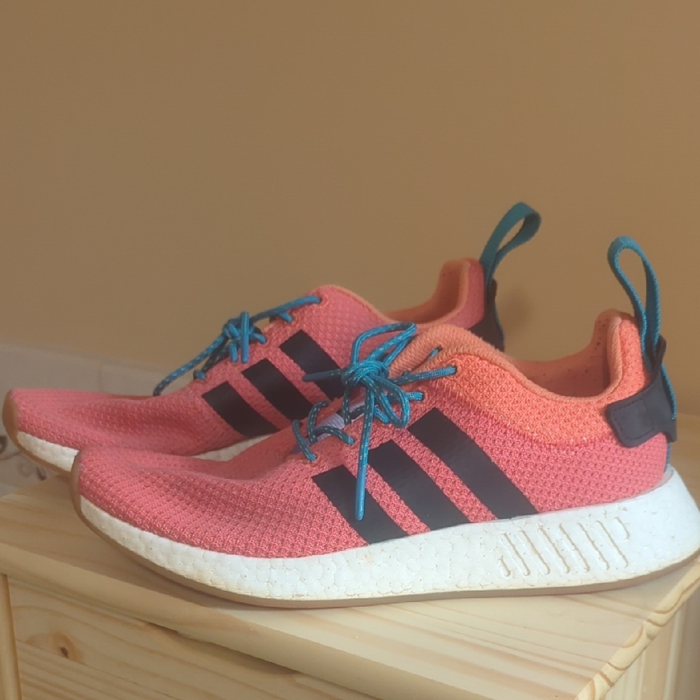 Adidas Coral Sneakers with Teal Accents